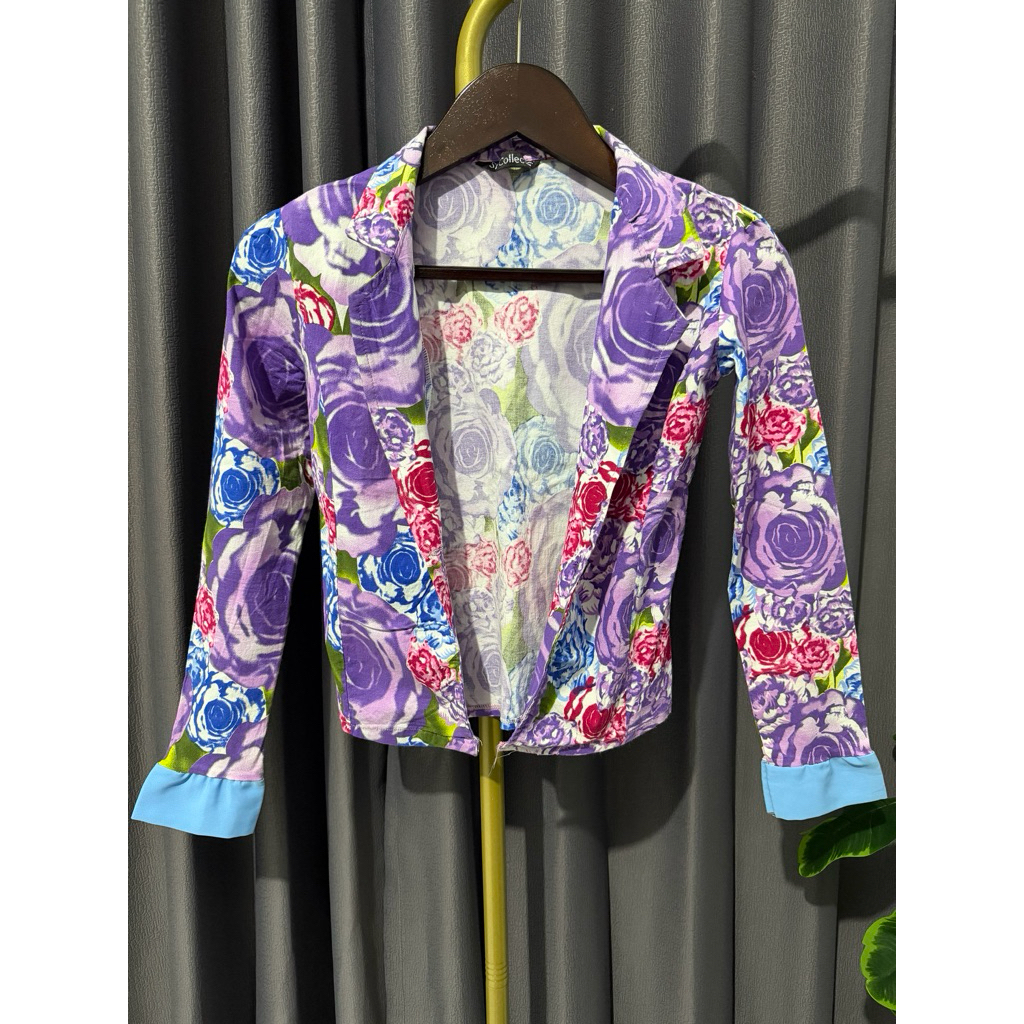 Preloved blazer wanita bunga ungu | blazer wanita murah | blazer wanita kekinian | blazer wanita tim