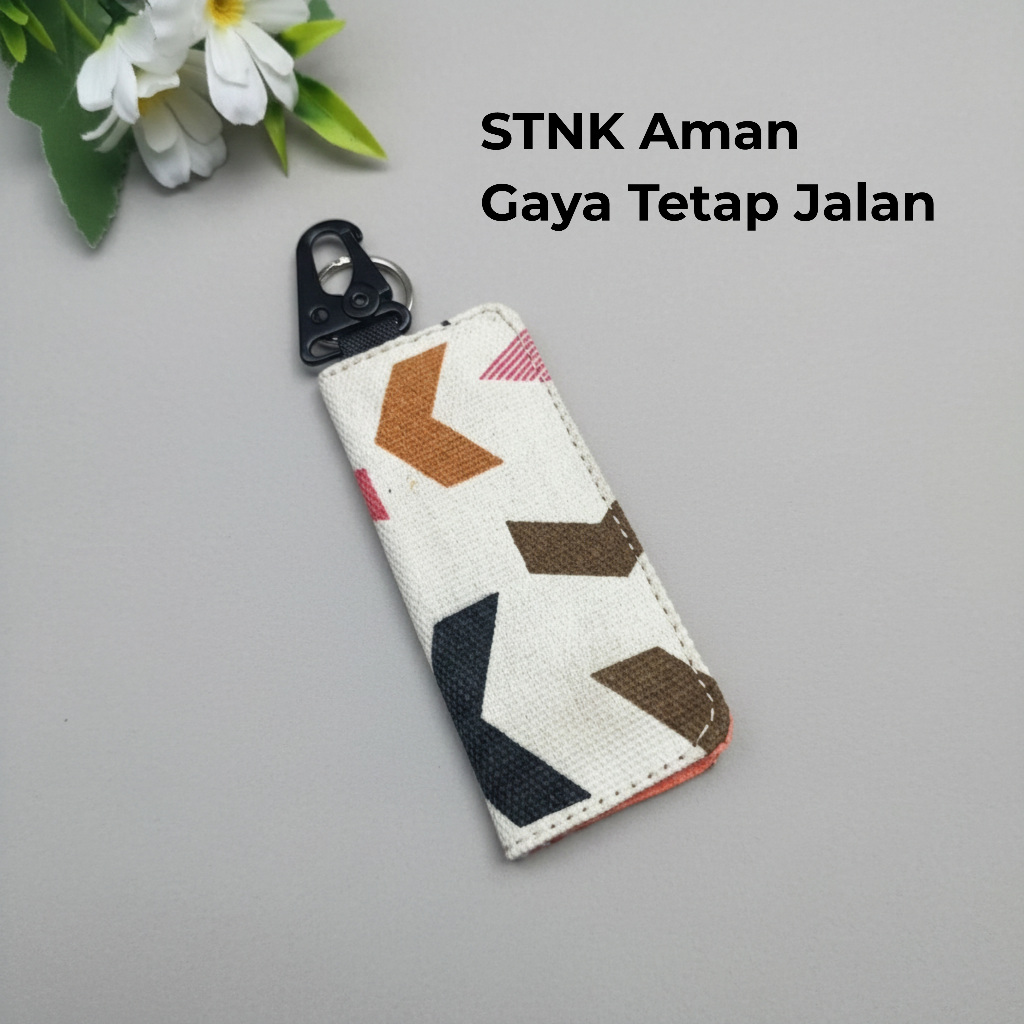 Ripra Wallets - Dompet Stnk Gantungan Kunci Motor Mobil Kain Kanvas Motif Garis Panah Satu Slot Lipa