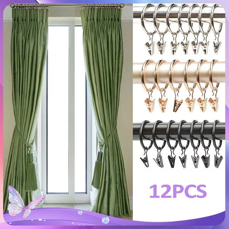 12pcs Ring Gantungan Gorden Gantungan Gorden Bulat Ring Pengait Gorden Curtain Rail Ring Pengait Tir