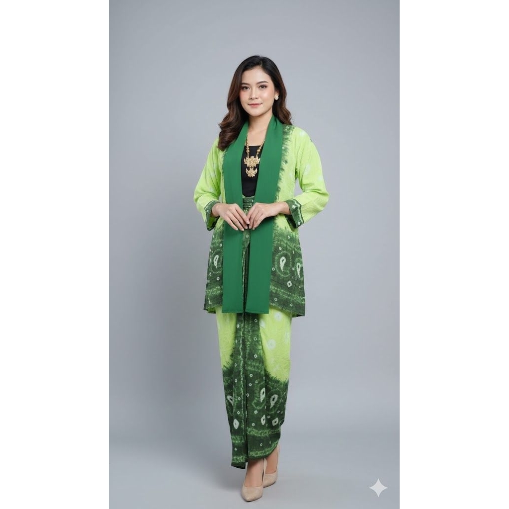 Set Rok Lilit Cardigan Sifon Jumputan Handmade