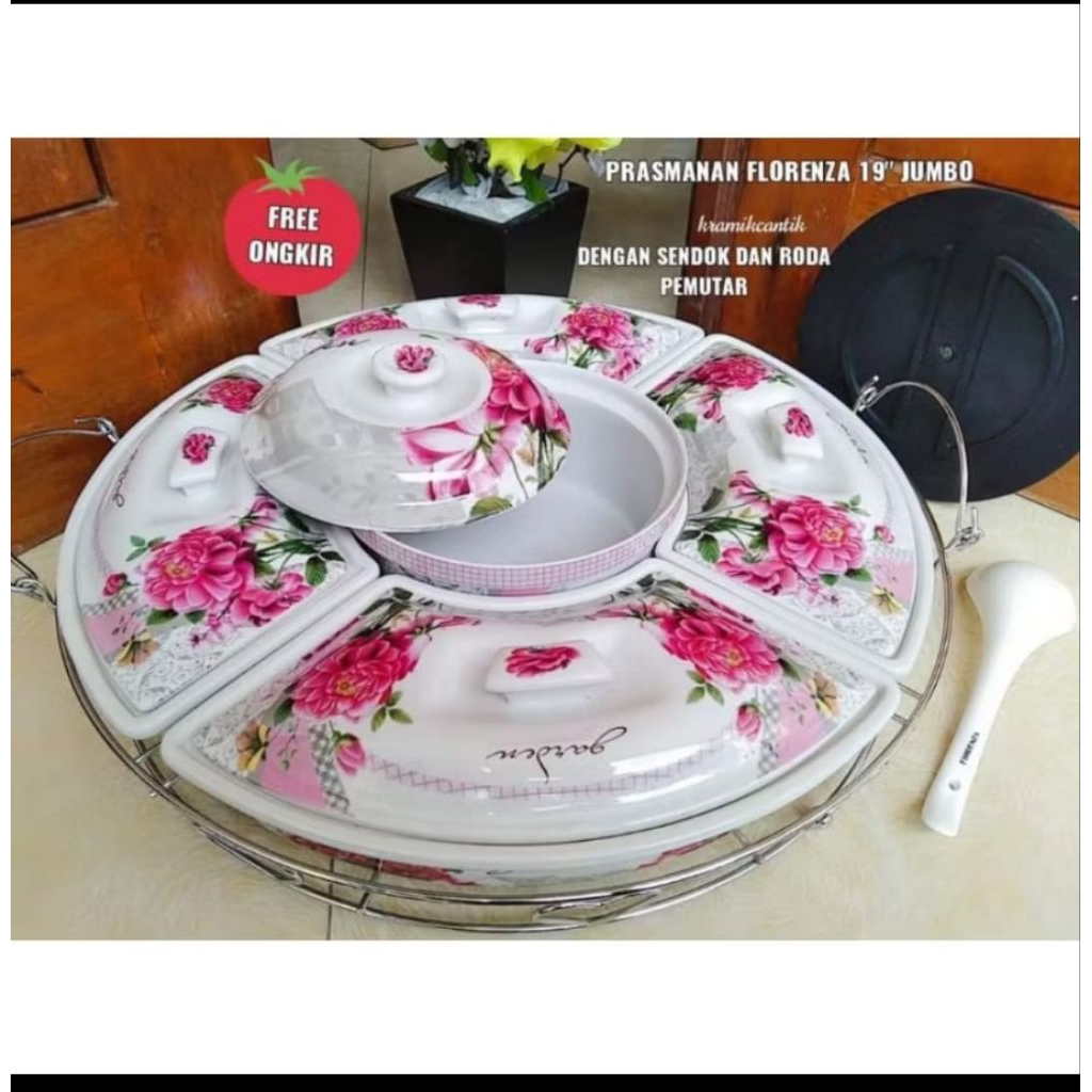 (Packing kayu) Prasmanan Putar Keramik Fiorenza AK-782 (19inch JUMBO)