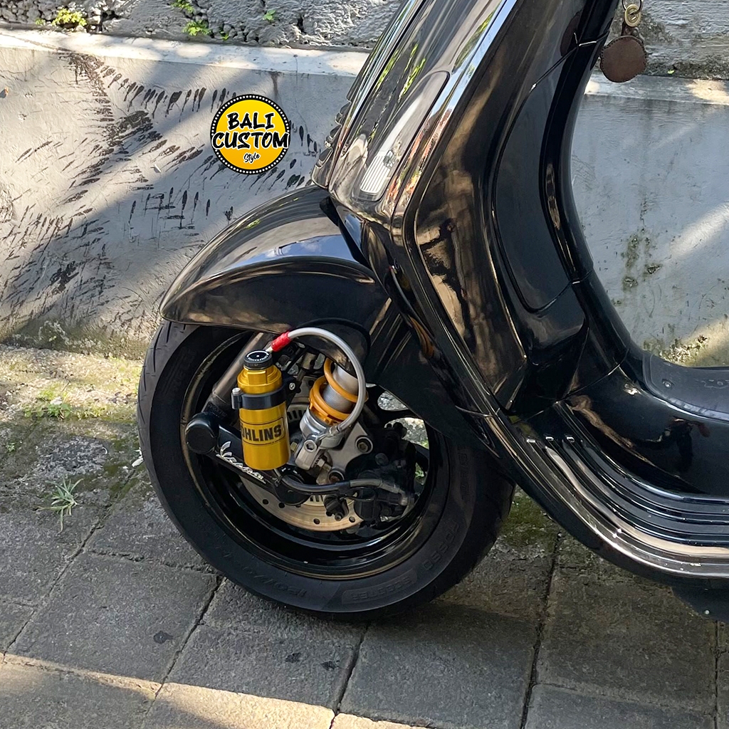Shock Copy Ohlins Tabung Pisah Depan 185mm Silver Vespa Matic Sprint,Primavera,Lx,S125