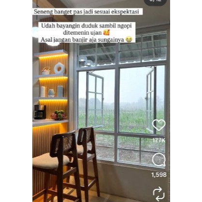 Jendela Aluminium 2 daun Atas Bawah Kaca Mati Ornamen