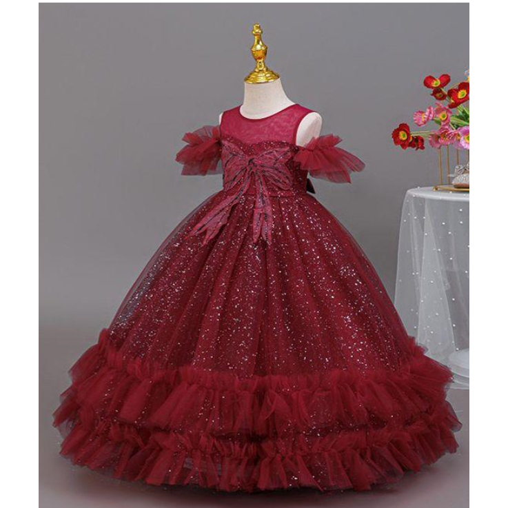 MSS-2025-Gaun  natal anak dress natal anak baju natal anak gaun kembang anak gaun mewah gaun payet d