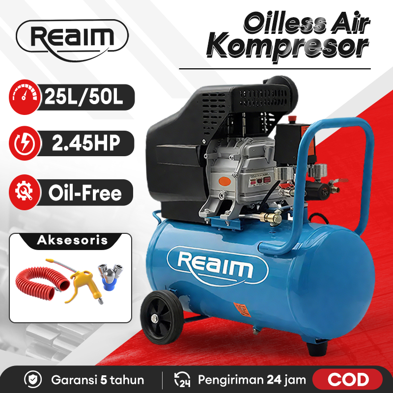 Reaim Kompresor Angin Listrik Mini 50L 2.45HP Kompresor Angin Murah Kompresor Listrik Mesin
