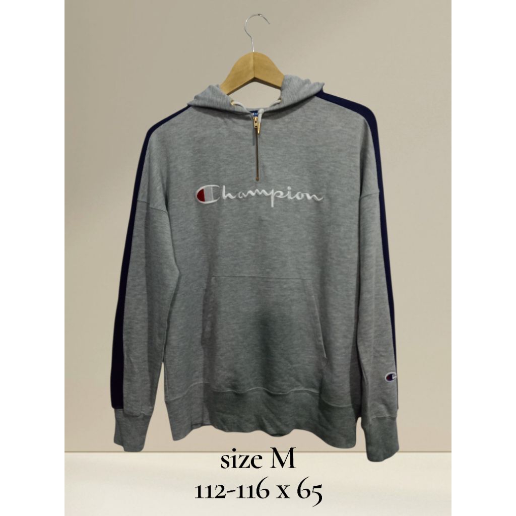 preloved hoodie half zip champion abu size M