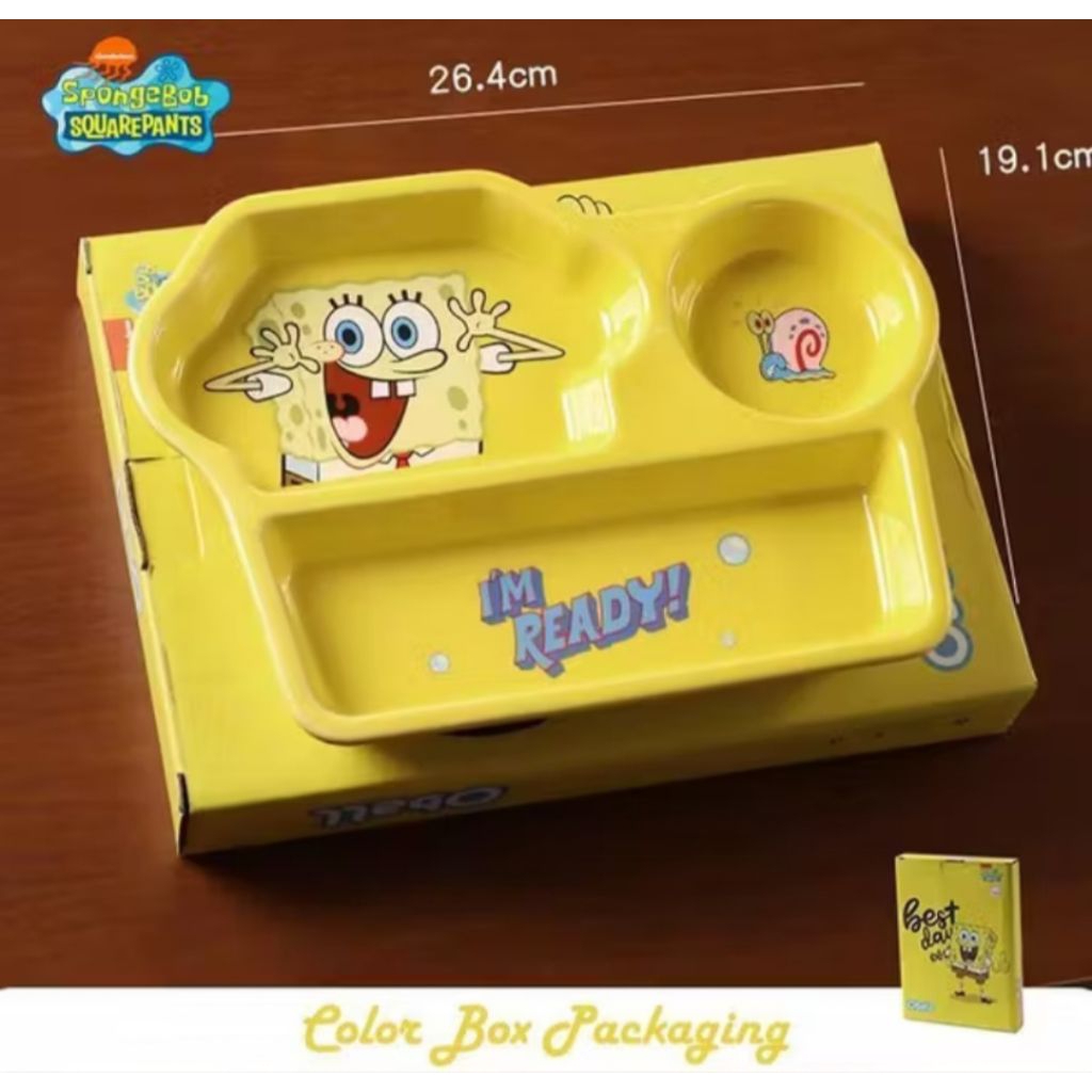 piring makan sekat spongebob kotak makan sekat 3 karakter spongebob piring makan tebal sekat karakte
