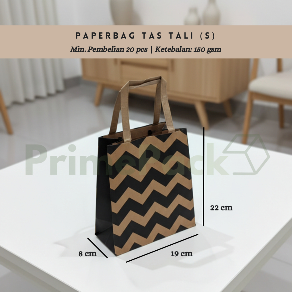 Paperbag Tas Tali (S) Motif Kraft Coklat Ketebalan 150 gsm Tas Kertas Kecil