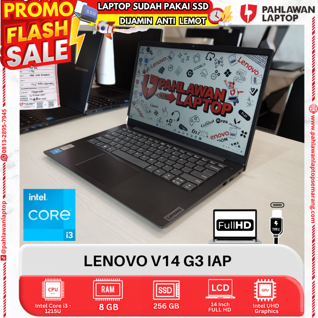 LAPTOP LENOVO V14 G3 IAP Intel CORE i3 GEN 12 RAM 8GB SSD 256GB
