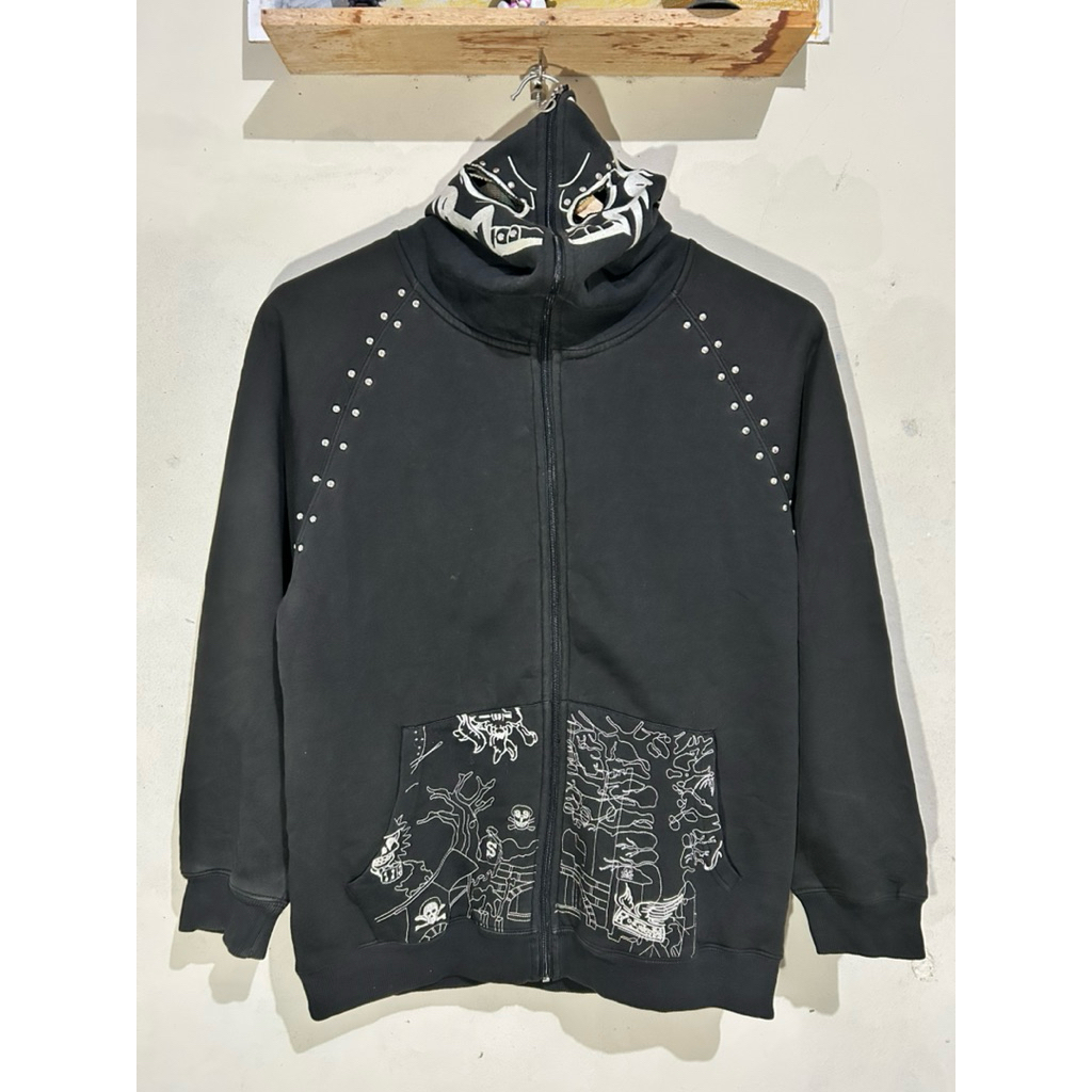 HAMA Y2K Full Zip Face Mask Hoodie