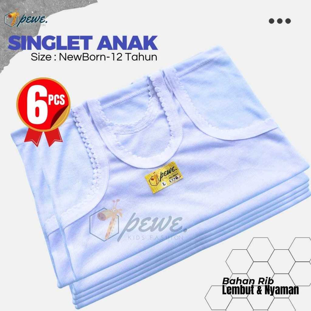 1/2Lusin kaos dalam anak Singlet anak Kaos kutang anak/kaos dalam anak perempuan &laki lakiusia 1 ta