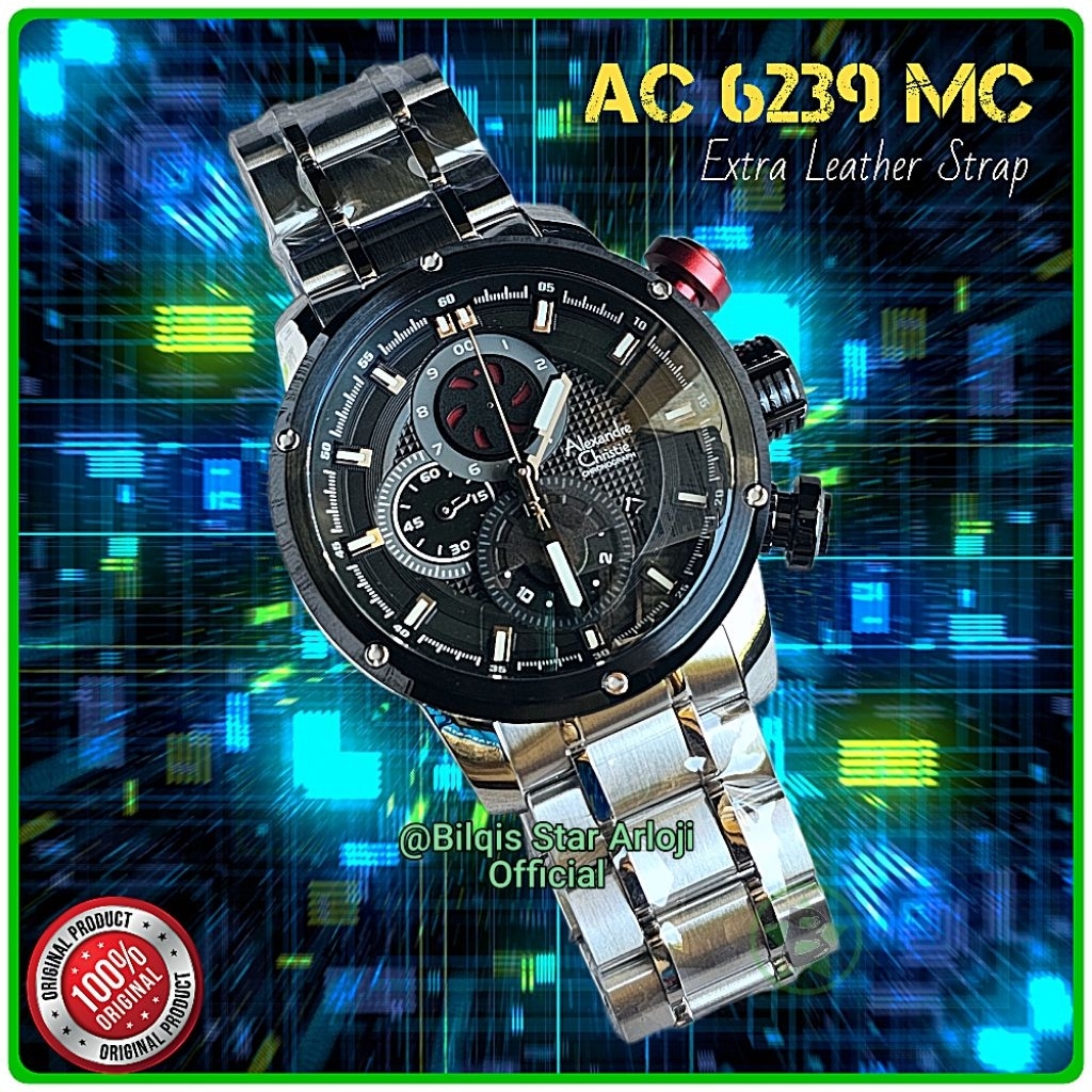 Alexandre Christie Sepaket Kulit Ac 6239 Mc Tali Rantai Silver Original