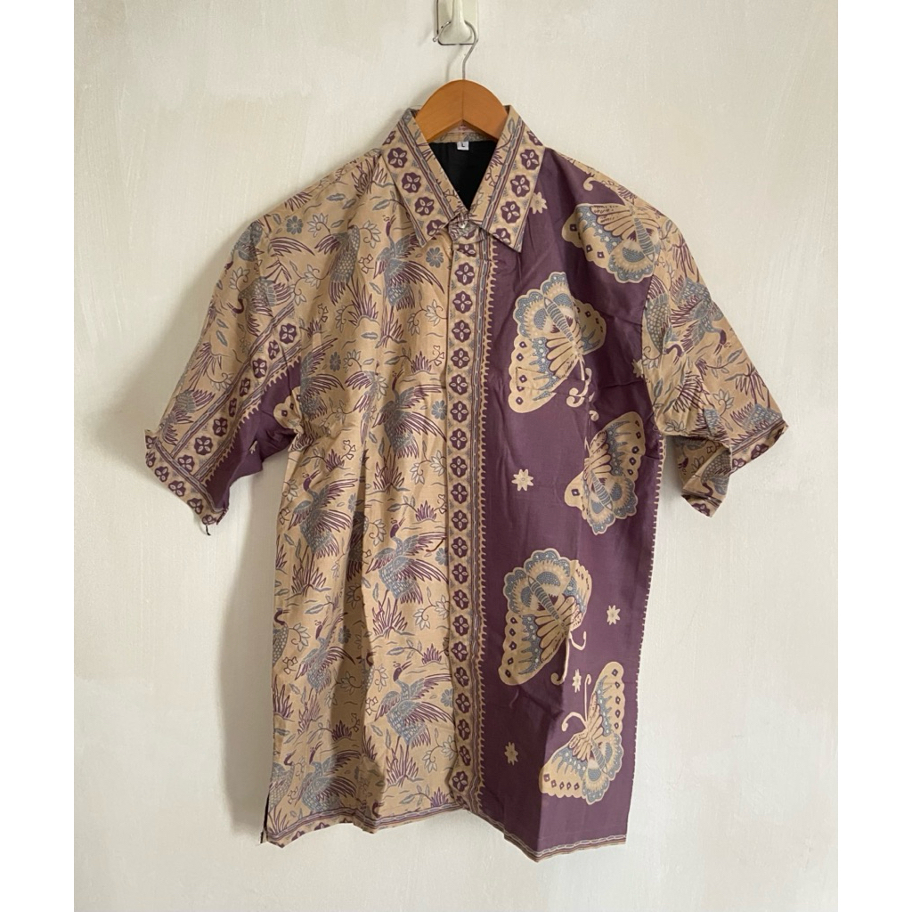 Kemeja Pria Batik Katun Motif Bangau Two Tone