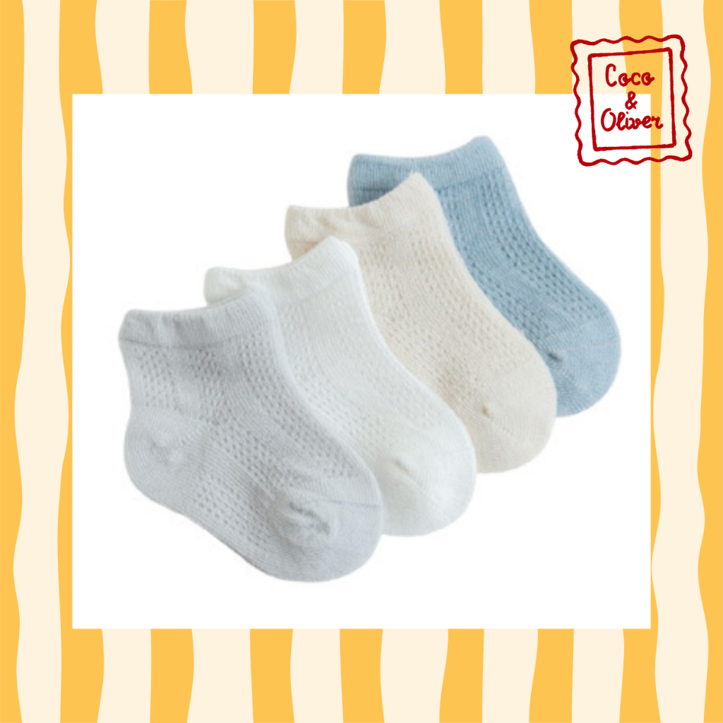 [Coco and Oliver] Cloudy Thin Baby Socks 4 pcs / Kaos Kaki Anak Laki Laki / Kaos Kaki Anak Perempuan
