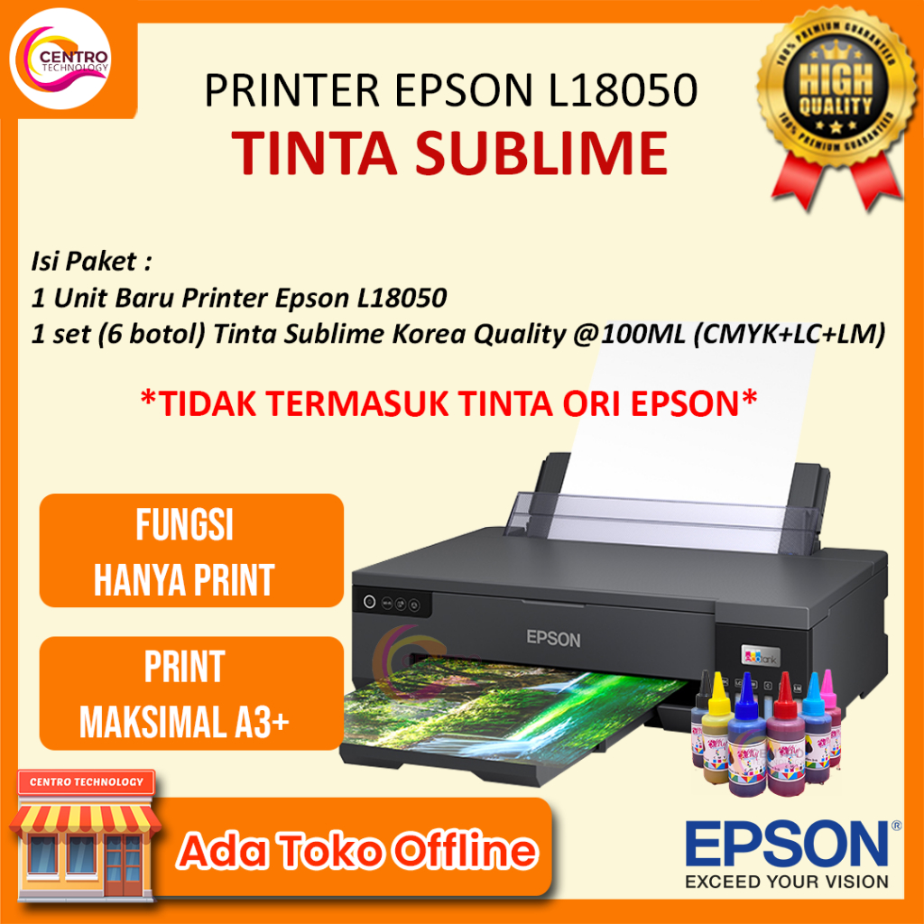 Printer Epson L18050 Ukuran A3 Upgrade Tinta Sublim | Printer Sublimasi Untuk Mug, Kaos, Totebag