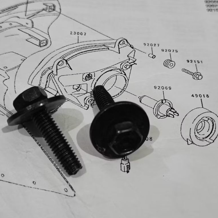 BAUT HEADLAMP BOLT 6X25 KAWASAKI NINJA RR OLD ZX HARGA SATUAN