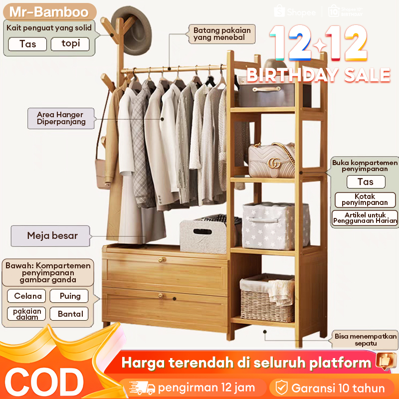 Rak Gantungan Baju Berdiri/Gantungan Baju Kayu/Gantungan Baju/Pakaian Gantungan Serbaguna