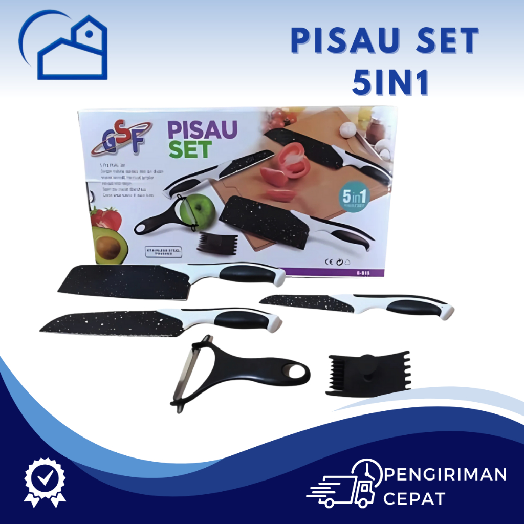 HOMESTATION - Pisau Set Dapur 5in1 Maifin Hitam /PISAU KERAMIK Set Pisau Dapur isi 5in1