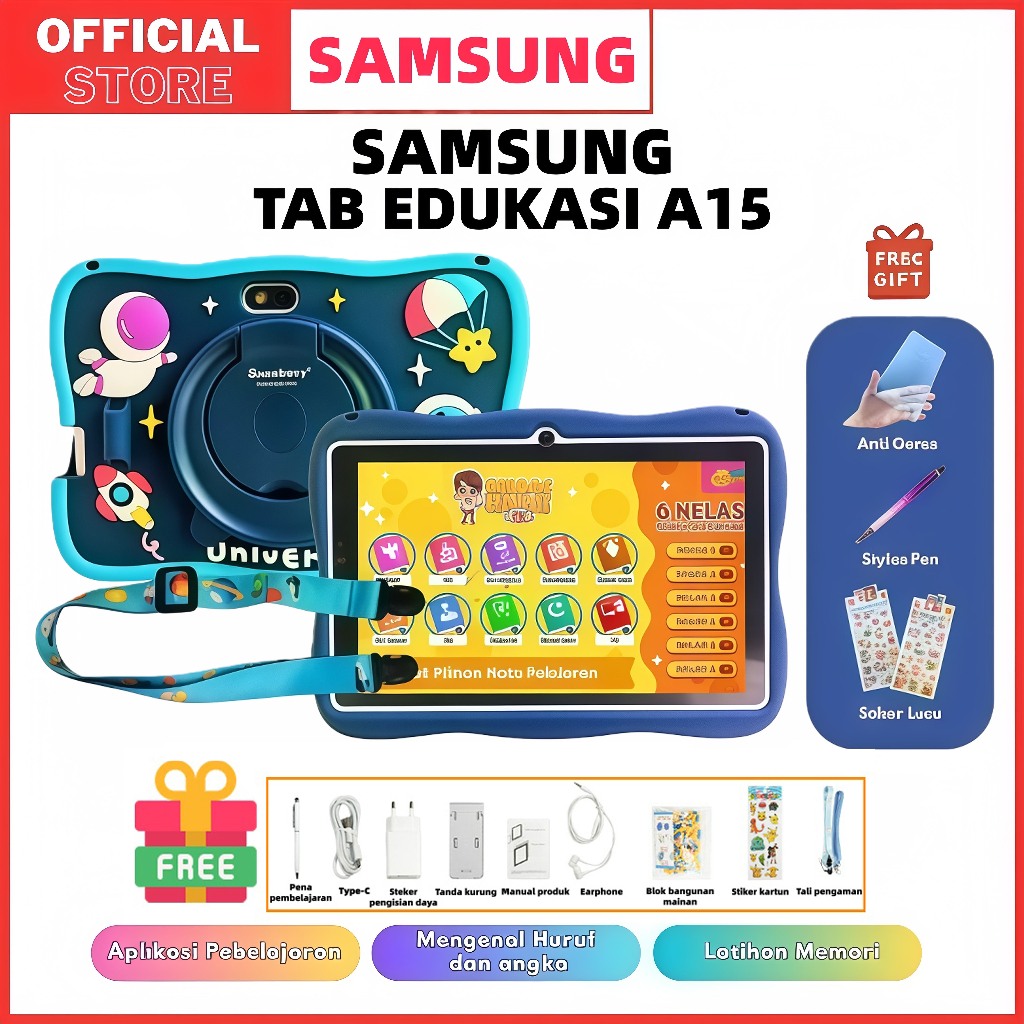 SAMSUNG Galaxy A15 Kids Tablet WIFI Versi / Tablet Anak / Tablet Belajar / Tablet PC / Android 15 / 
