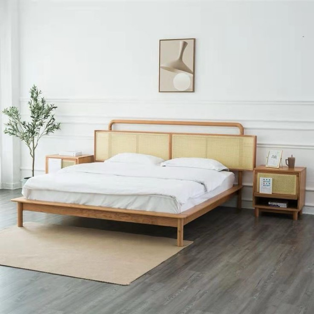 Tempat tidur minimalis Rattan ukuran 200 x 180 cm
