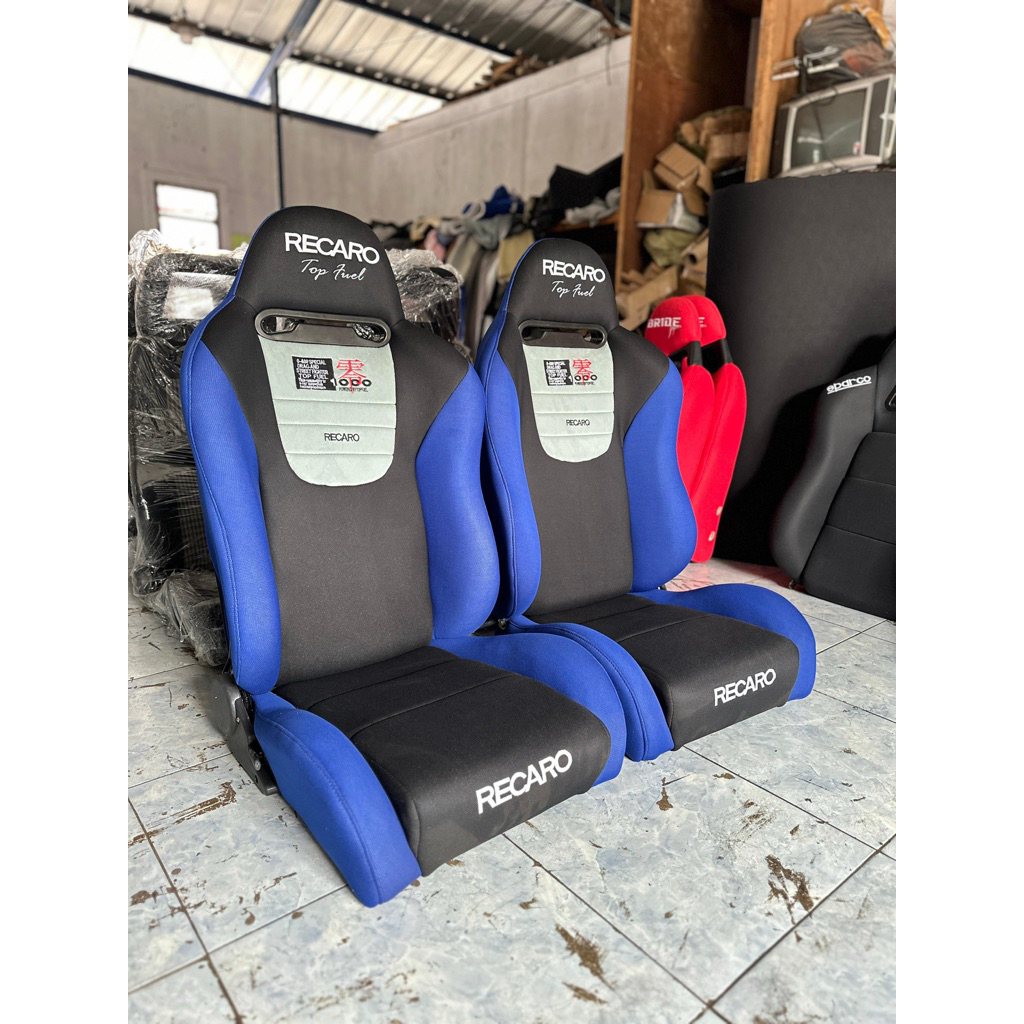 jok mobil racing recaro topfuel biru hitam