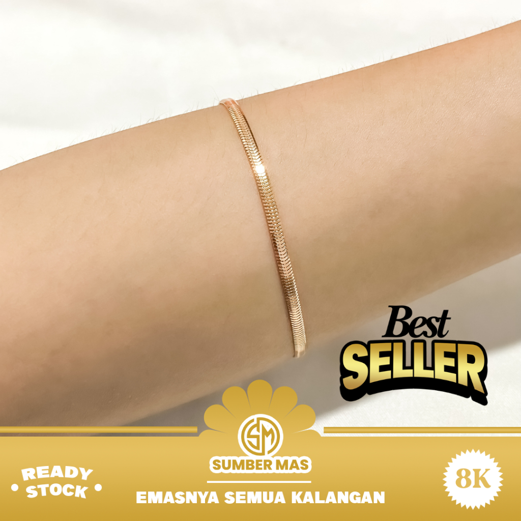 GELANG RANTE EMAS FLAT ELEGANT FASHION 8K - SUMBER MAS