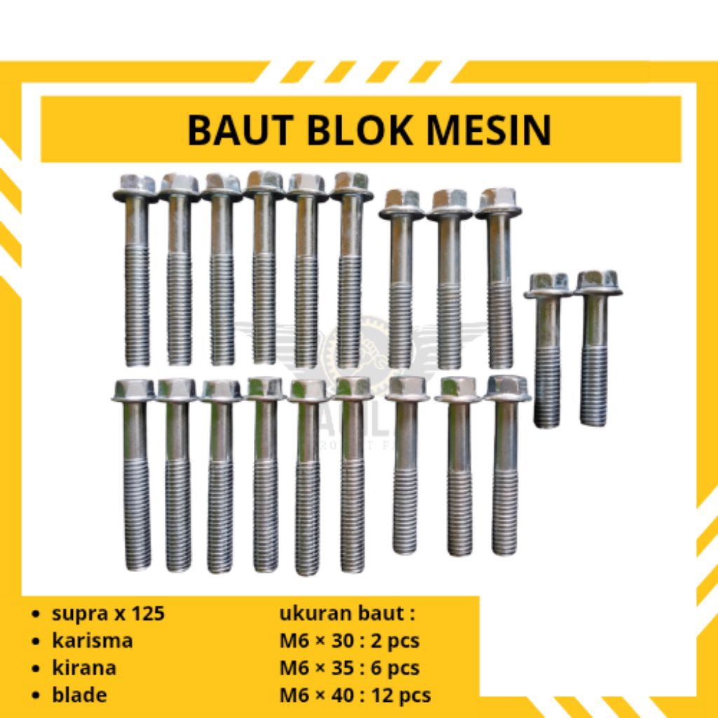 baut block baud blok mesin kopling magnet kiri kanan satu set baut bak blok honda supra x 125/karism