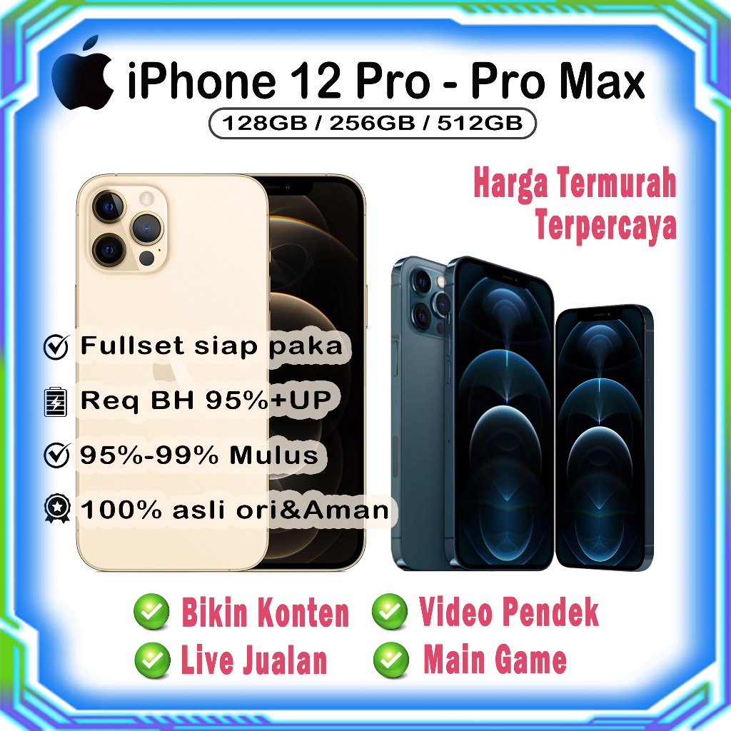 IPHONE 12Pro/12proMax 128GB 256GB Tangan kedua MULUS FULSET Kondisi good inter second asli /buat ngo