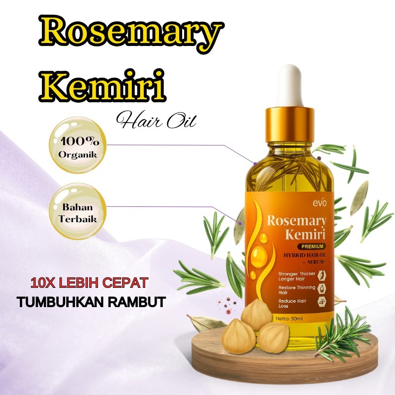 Rosemary Kemiri Oil Penumbuh Rambut Cepat | Anti Rontok & Menebalkan Rambut Alami