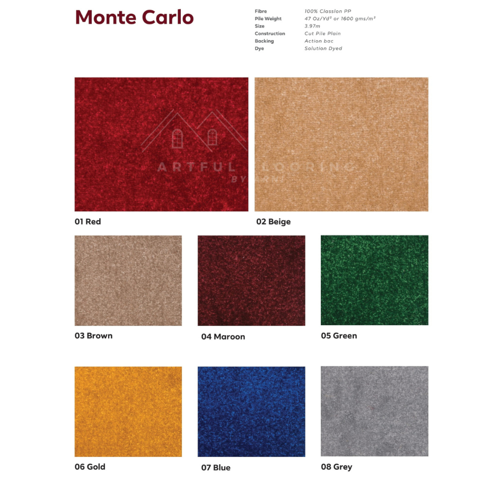 Karpet Roll Monte Carlo | Karpet Roll Lantai Bisokop,Hotel,Kantor - Karpet Polos Tebal 11mm