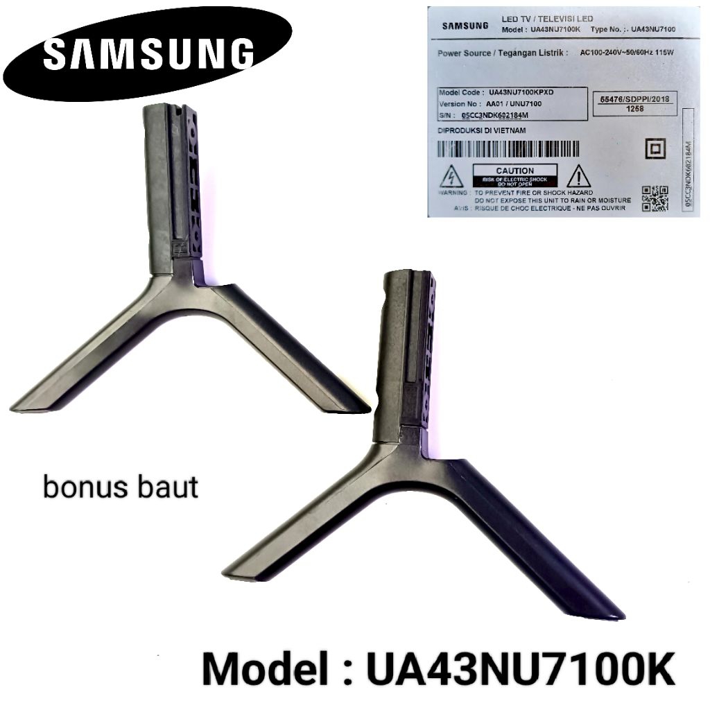 Stand / dudukan kakin TV LED SAMSUNG Smart 43 inch UA43NU7100AK 1 Pasang + Baut