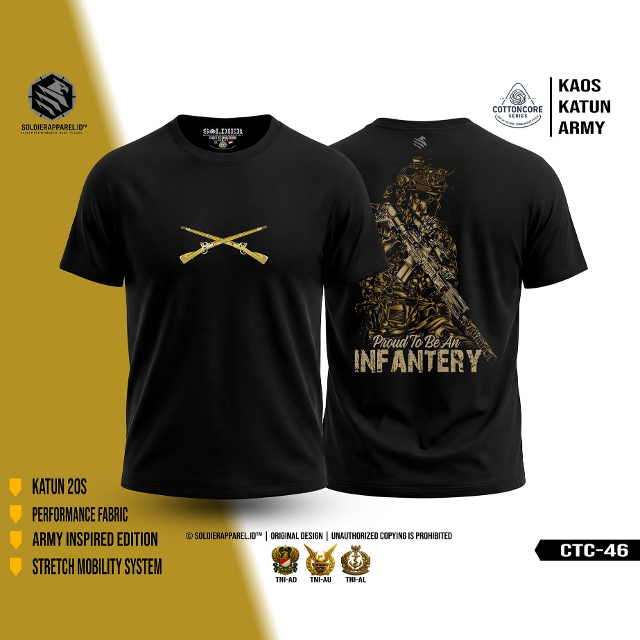 Kaos Katun Combat 20s Tebal – Cottoncore Series | Sablon Kopassus | infanteri