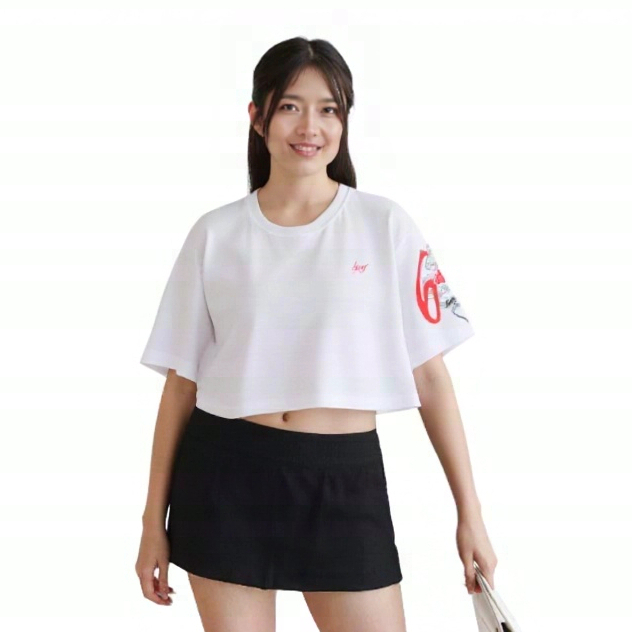 Kuiy - Enough - Kaos Crop Top Oversize Sixty Nine Putih