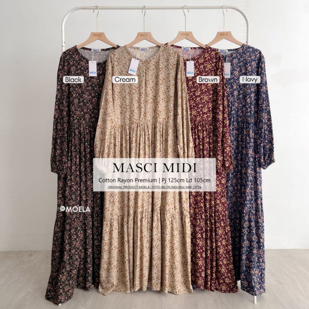 Masci Midi Dress Gamis Jumbo Allsize Premium Catton Rayon Original Ori Moela Berlabel
