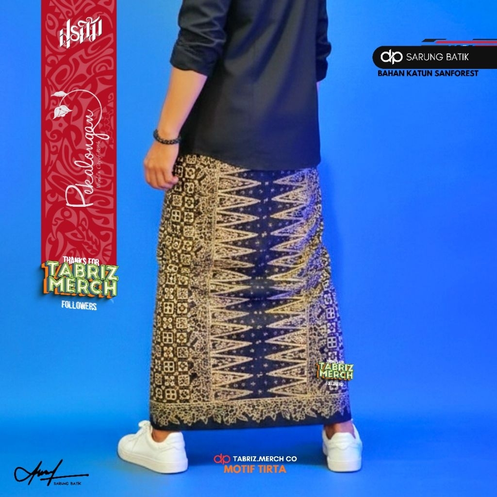 SARUNG BATIK CAP MOTIF TIRTA BAHAN KATUN SANFORES PREMIUM HALUS TEBAL TEMBUS LUAR DALAM Muslim Santr