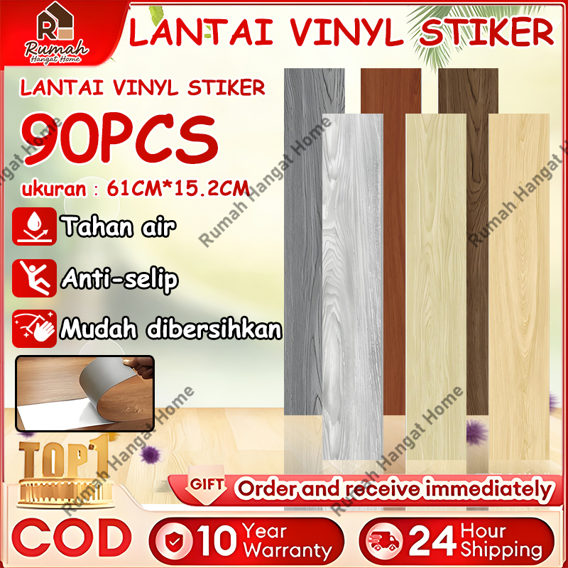 1 Dus [90PCS] Stiker Lantai Vinyl Wallpaper Dinding Motif Kayu Premium Dengan Lem Wallpaper Vinil St