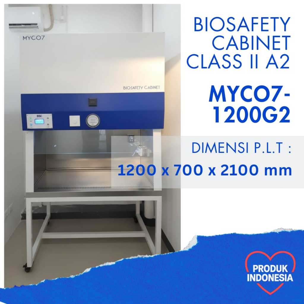 BIOSAFETY CABINET BSC CLASS II A2 MYCO7-1200G2 1.2M HEPA H14 Lab Standar Internasional