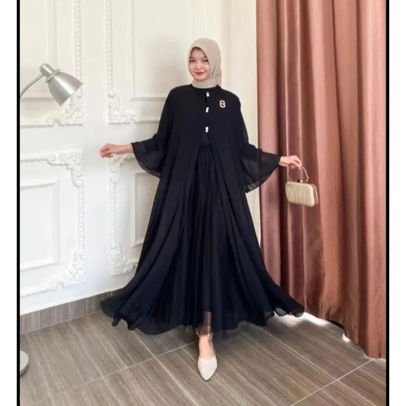 Nara Outer Bahan Ceruty Kardigan Wanita Muslim Rompi Gamis Kondangan Kekinian