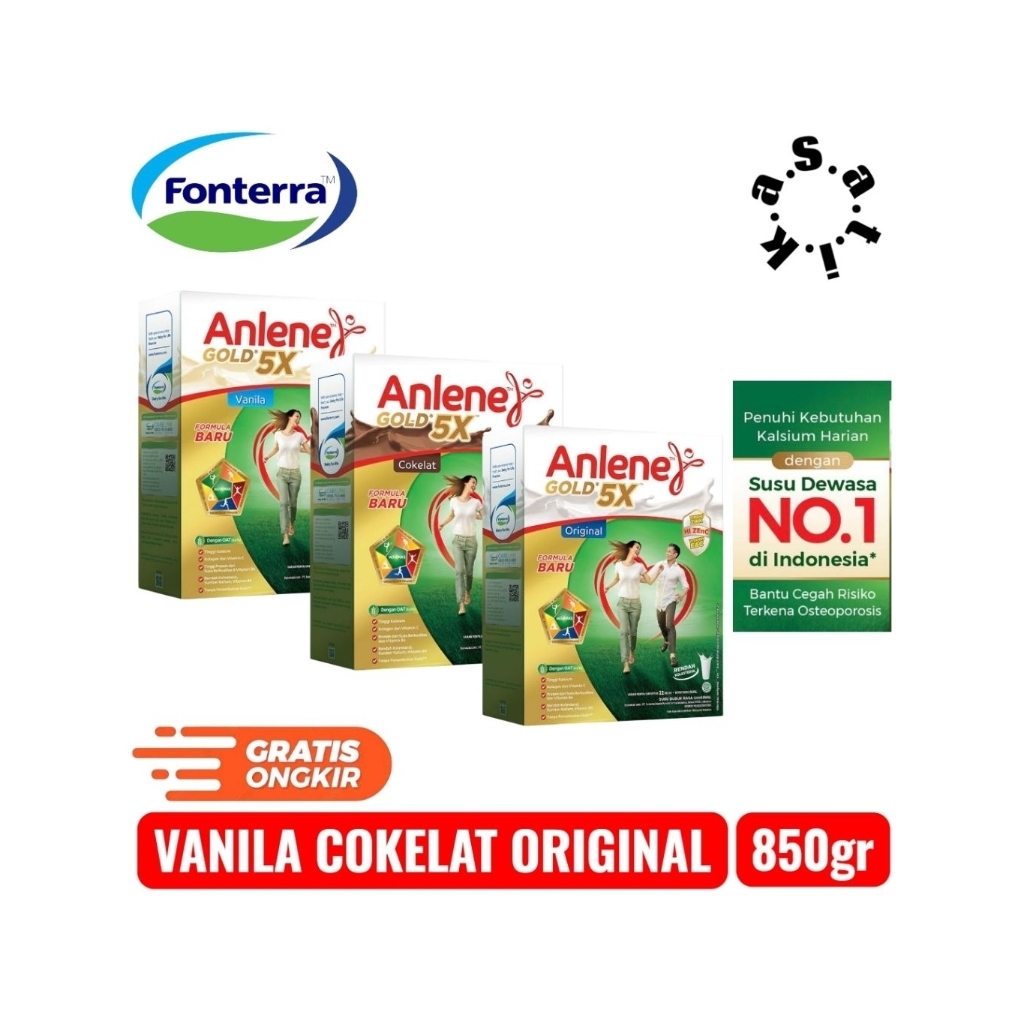Anlene Gold 5x 825 gram Susu Tulang otot sendi Susu Untuk 50 Tahun Ke Atas