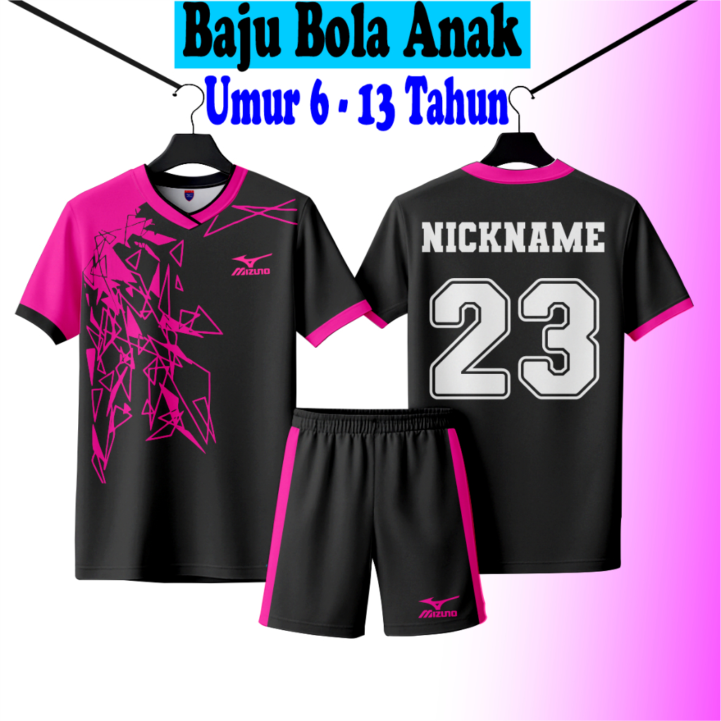 PASANG NAMA DAN NOMOR  KAOS SET ANAK BAJU BOLA ANAK JERSEY OLAHRAGA SEPAK BOLA VOLLY FUTSAL CEWEK CO