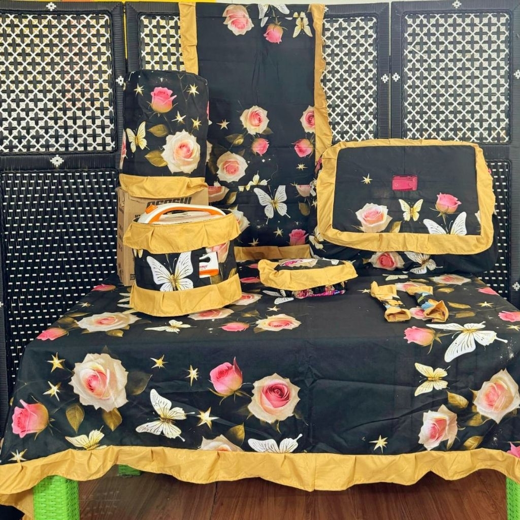 BISA COD HOME SET MOTIF BUNGA TAPLAK MEJA MINIMALIS MAKAN TUDUNG SAJI SARUNG GALON MAGICCOM TEMPAT T