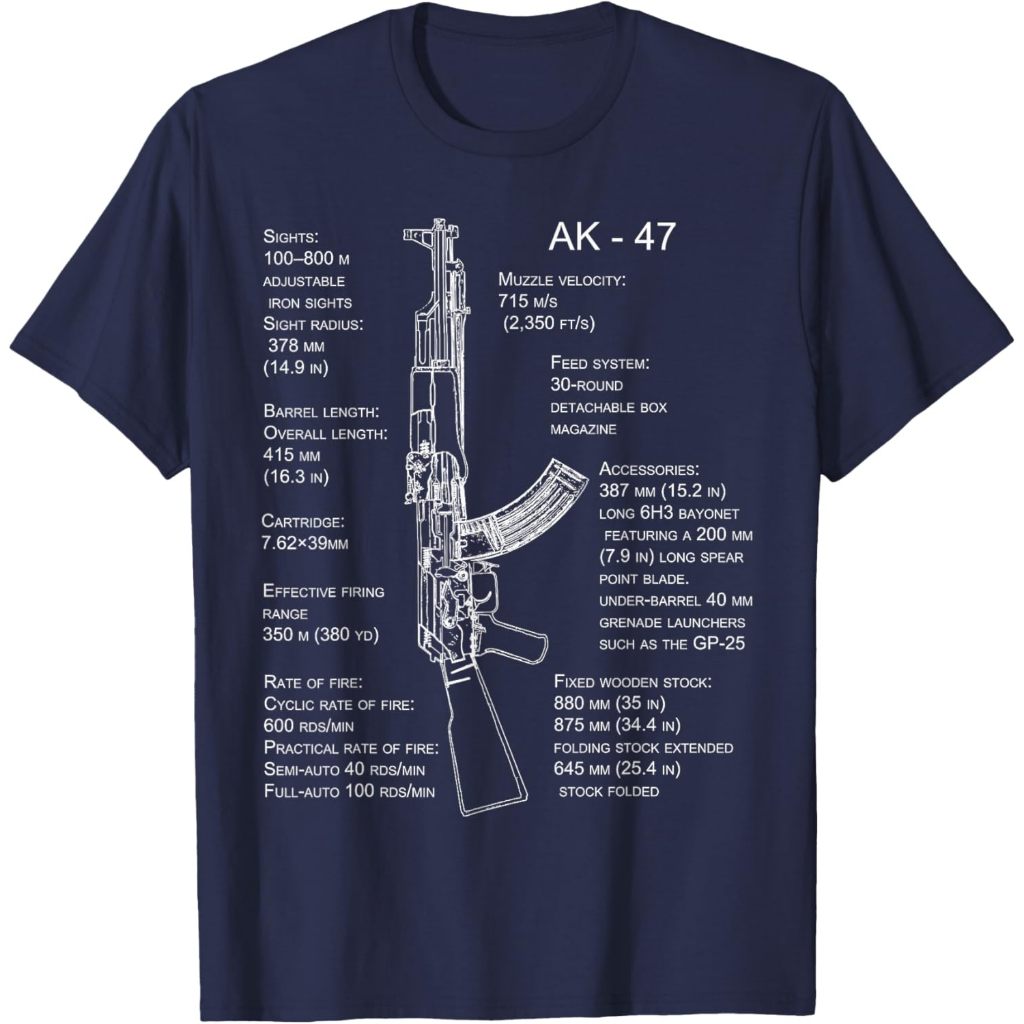 Baju kaos anak katun 24s AK-47 T-Shirt TShirt Shirt AK-47 Blueprint T-Shirt 1