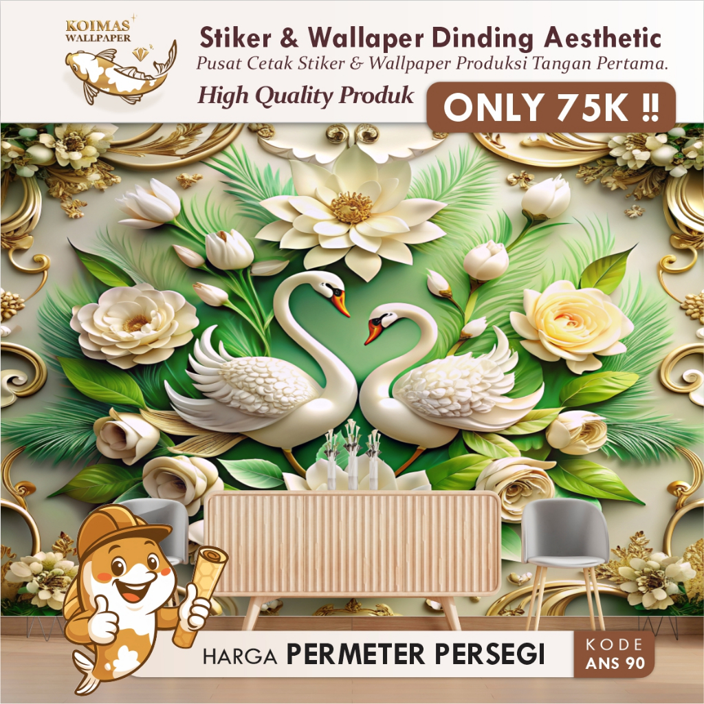 Stiker Dinding 3D Motif Merak Wallpaper Hiasan Dinding Burung Merak Kekinian Stiker Dinding 3D Elega