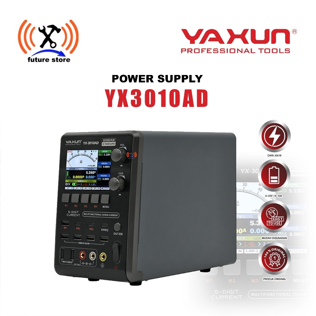 YAXUN YX3010AD POWER SUPPLY LAB DC REGULER 30V 10A UNTUK TESTING & REWORK SMD PCB - POWER SUPPLY YAX