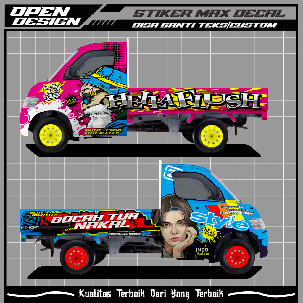(KP-A2)STIKER DECAL MOBIL PICK UP FULL BODY BISA GANTI TEKS/CUSTOM SEMUA JENOS PICK UP