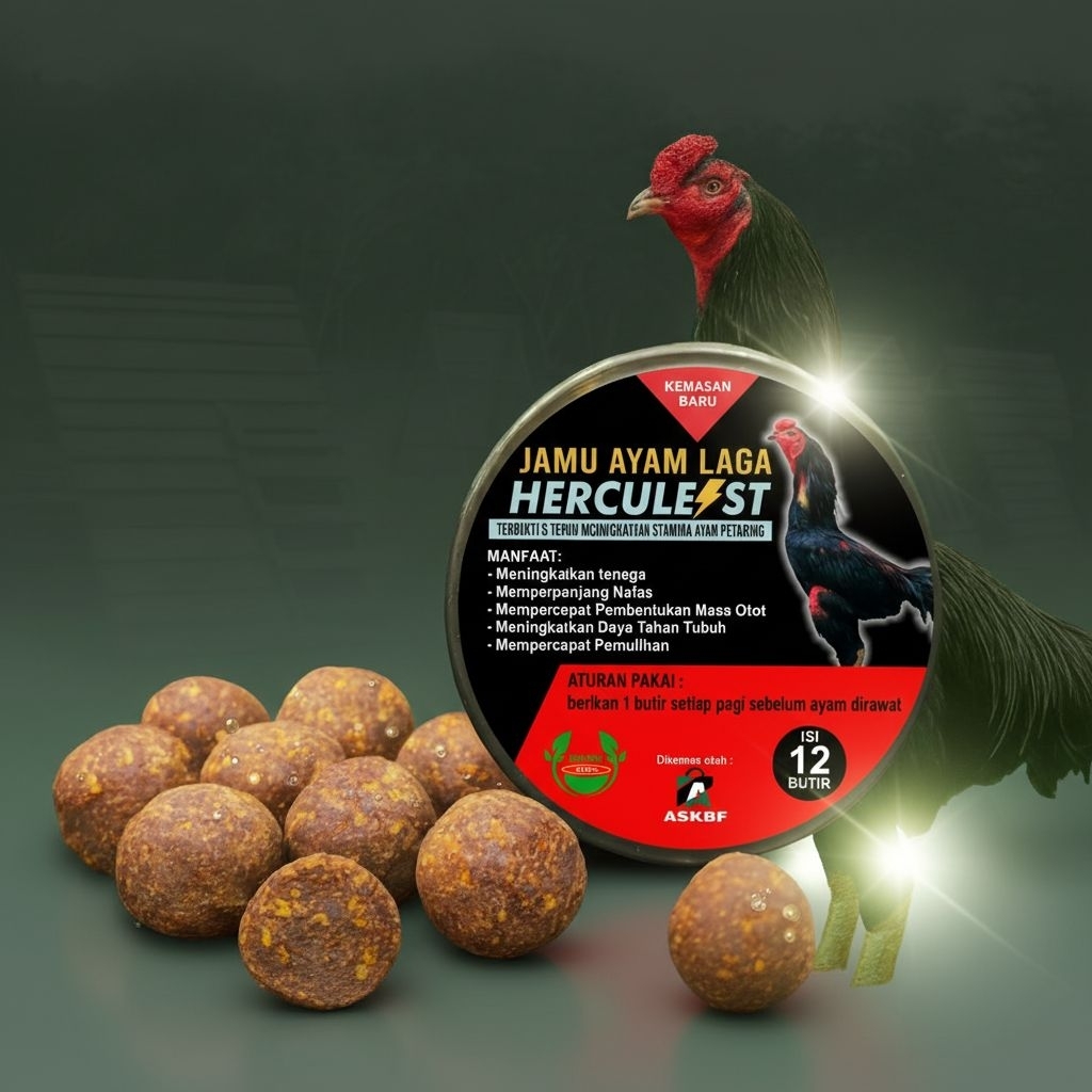 JAMU AYAM LAGA KAMLANG AYAM KERING Stamina, tenaga, nafas, mental, agresif, merah merona HERCULEST P