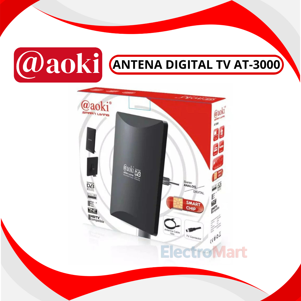 Antena Tv Digital Aoki AT-3000 Bisa Indoor&Outdoor - AOKI Antena 2 tv digital luar dalam indoor outd