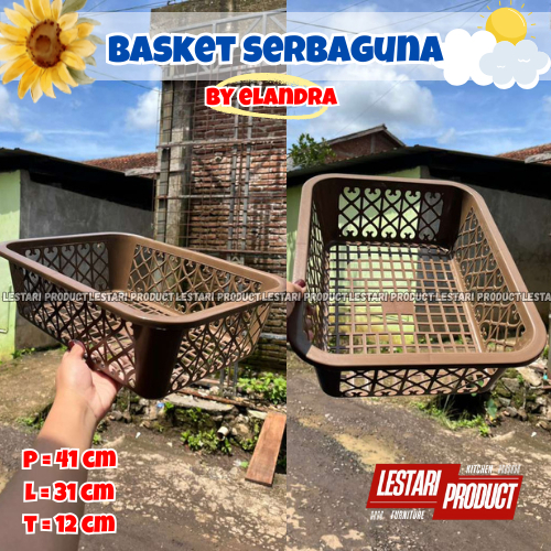 ( 6 PCS ) KERANJANG BASKET SERBAGUNA I KERANJANG SEGI LOUNDRY ELANDRA | KERANJANG COKELAT | RIGEN | 