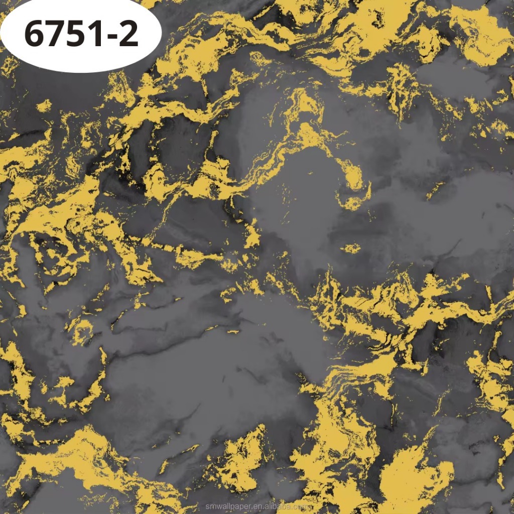 Wallpaper Sticker Dinding Marmer 3D Gold