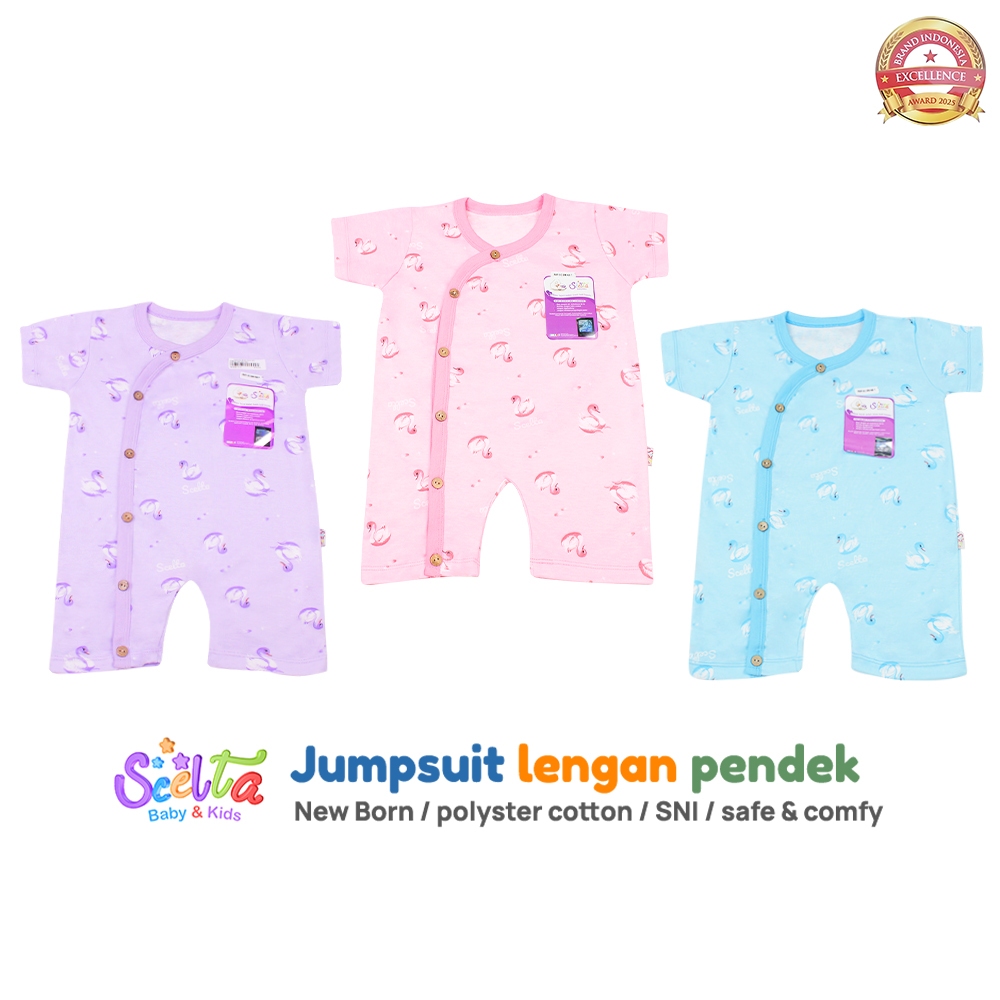 Scelta Baby - Jumpsuit Pendek Jumper Unisex Berkancing Romper Bodysuit New Born RMP SC 356 NB